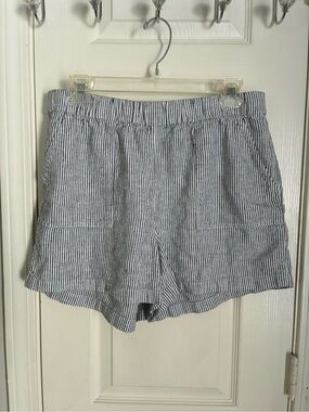 J. Crew Blue & White Striped Elastic-Waist Shorts